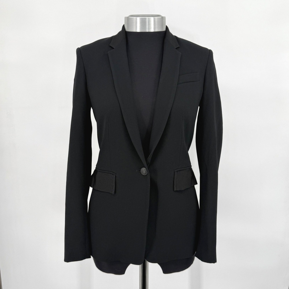 Rag & Bone Slim Fit Blazer Women 00 Black One Button Windsor Crepe Notch Collar